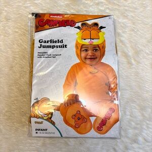 Nickelodeon Garfield Hooded Plush Orange Jumpsuit With Tail Infant 18-24 Months